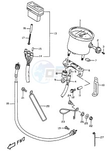 DR350 (V-W-X) drawing SPEEDOMETER (MODEL W X, E24)