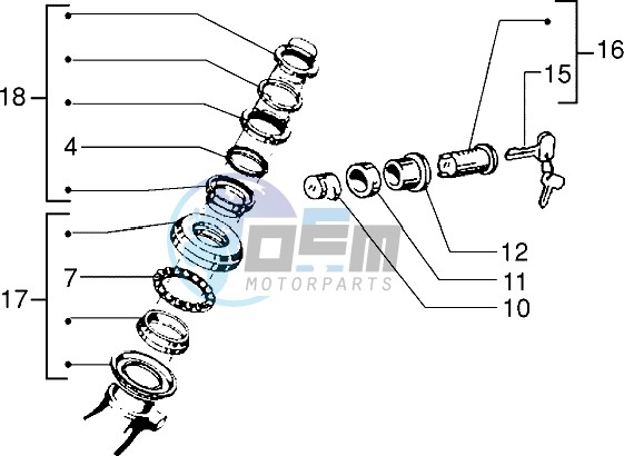 Steering bearing ball tracks-security lock