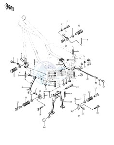 KZ 400 D (D) drawing FOOTRESTS_STANDS_BRAKE PEDAL -- 74 -75 KZ400_KZ400D- -