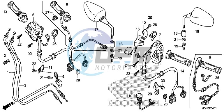 SWITCH/CABLE/MIRROR (VFR1200XD/XDA/XDL/XDS)