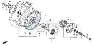 CB600F HORNET S drawing REAR WHEEL