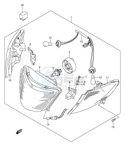 AN250 (E2) Burgman drawing FRONT COMBINATION LAMP (MODEL W X Y E4,E18,E22,E34,E54)