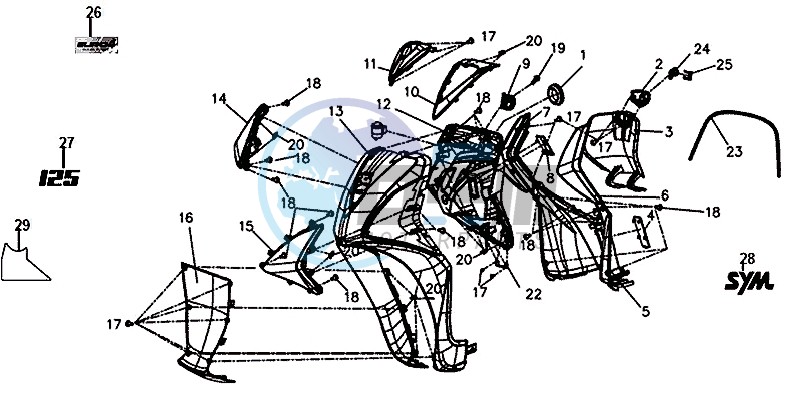 FRONT COVER / INNER LEG SHIELD / INDICATORS