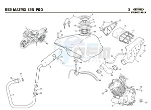 RS2 MATRIX PRO 125 50 drawing EXHAUST,RADIATOR,TANK, AIRFILTER