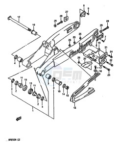 RM250 (K-L-M-N) drawing REAR SWINGING ARM (MODEL K L)