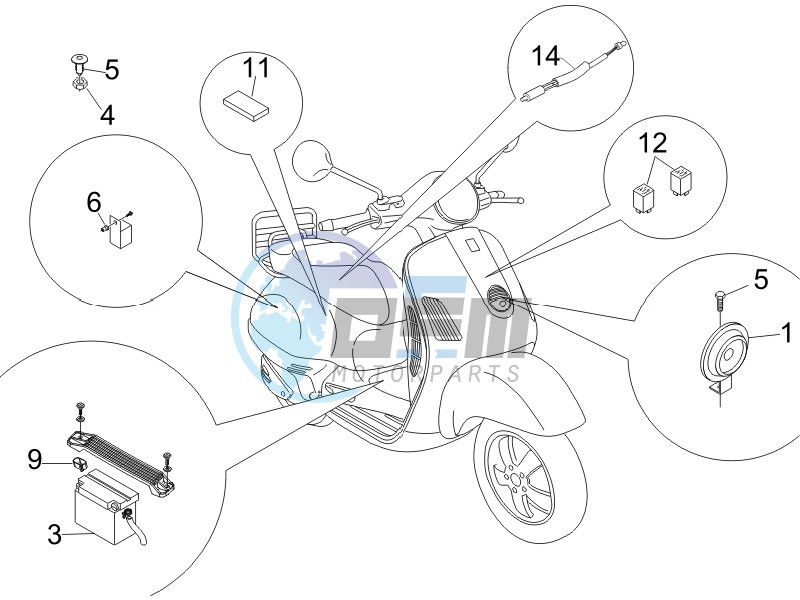 Control switches - Battery - Horn