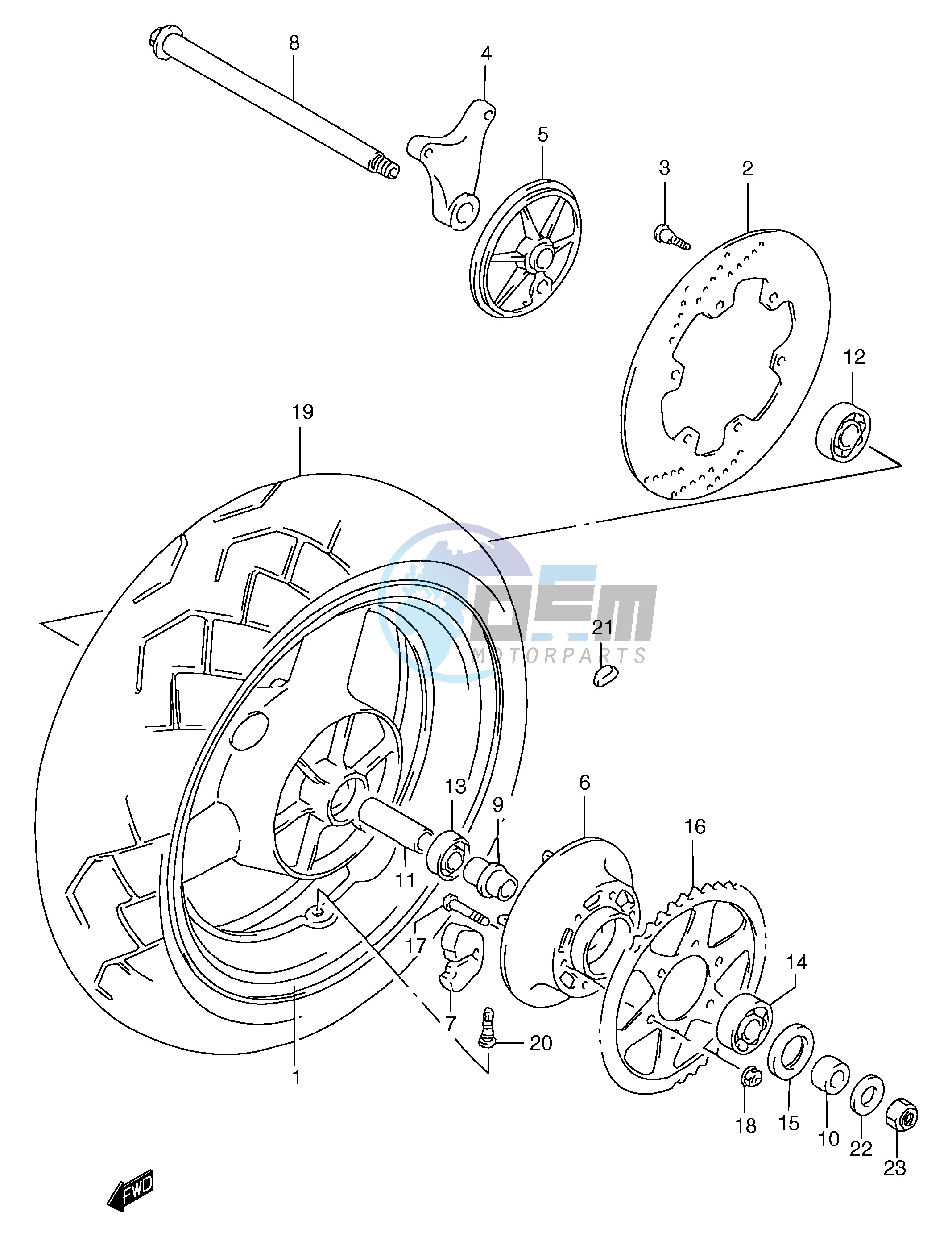 REAR WHEEL (GSF1200SAV SAW SAX SAY)