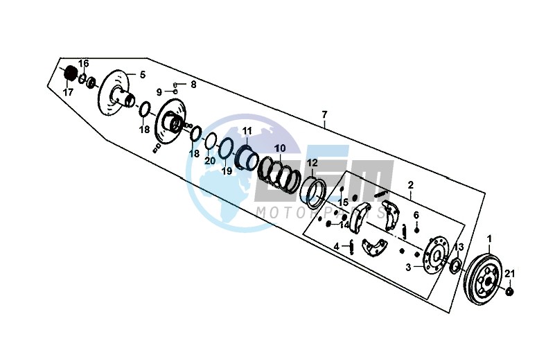 DRIVEN PULLEY ASSY / ALLO 50 (25 KM/H) (AJ05WA-NL) (L8-M0)