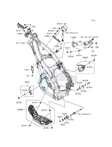 KX250F KX250ZFF EU drawing Frame Fittings