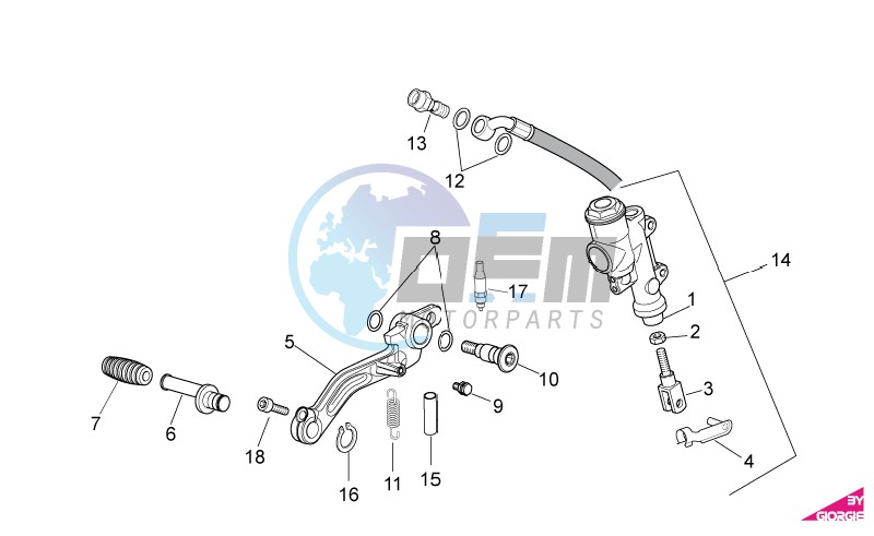 Rear master brake cylinder