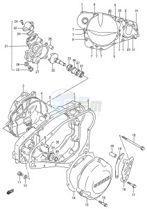 RMX250 (E28) drawing CRANKCASE COVER - WATER PUMP (MODEL L M N P R)