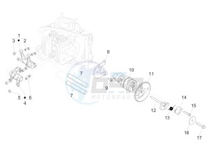 MP3 500 Sport Business ABS E3-E4 (NAFTA) drawing Rocking levers support unit