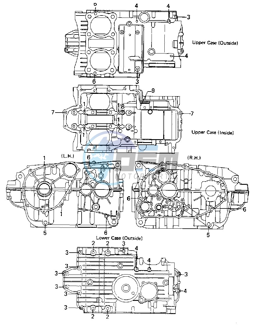 CRANKCASE BOLT & STUD PATTERN -- 80 B1- -