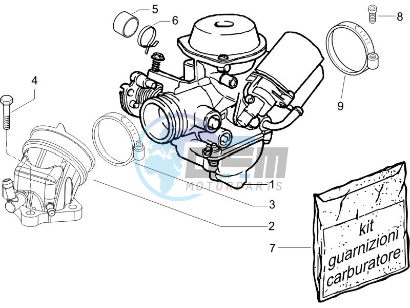 Carburettor assembly - Union pipe