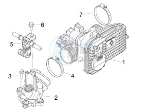 Beverly 300 RST 4T 4V ie E3 drawing Throttle body - Injector - Union pipe