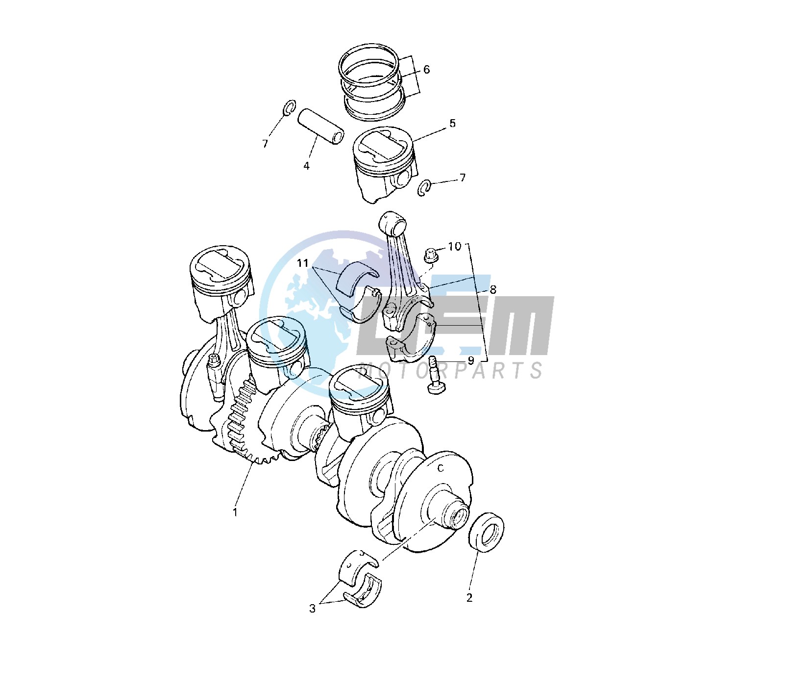 CRANKSHAFT AND PISTON