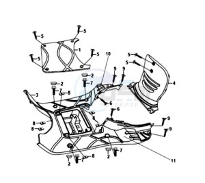 FIDDLE II 50 45KMH NEW ENGINE drawing FOOTREST / FRAME COWLING