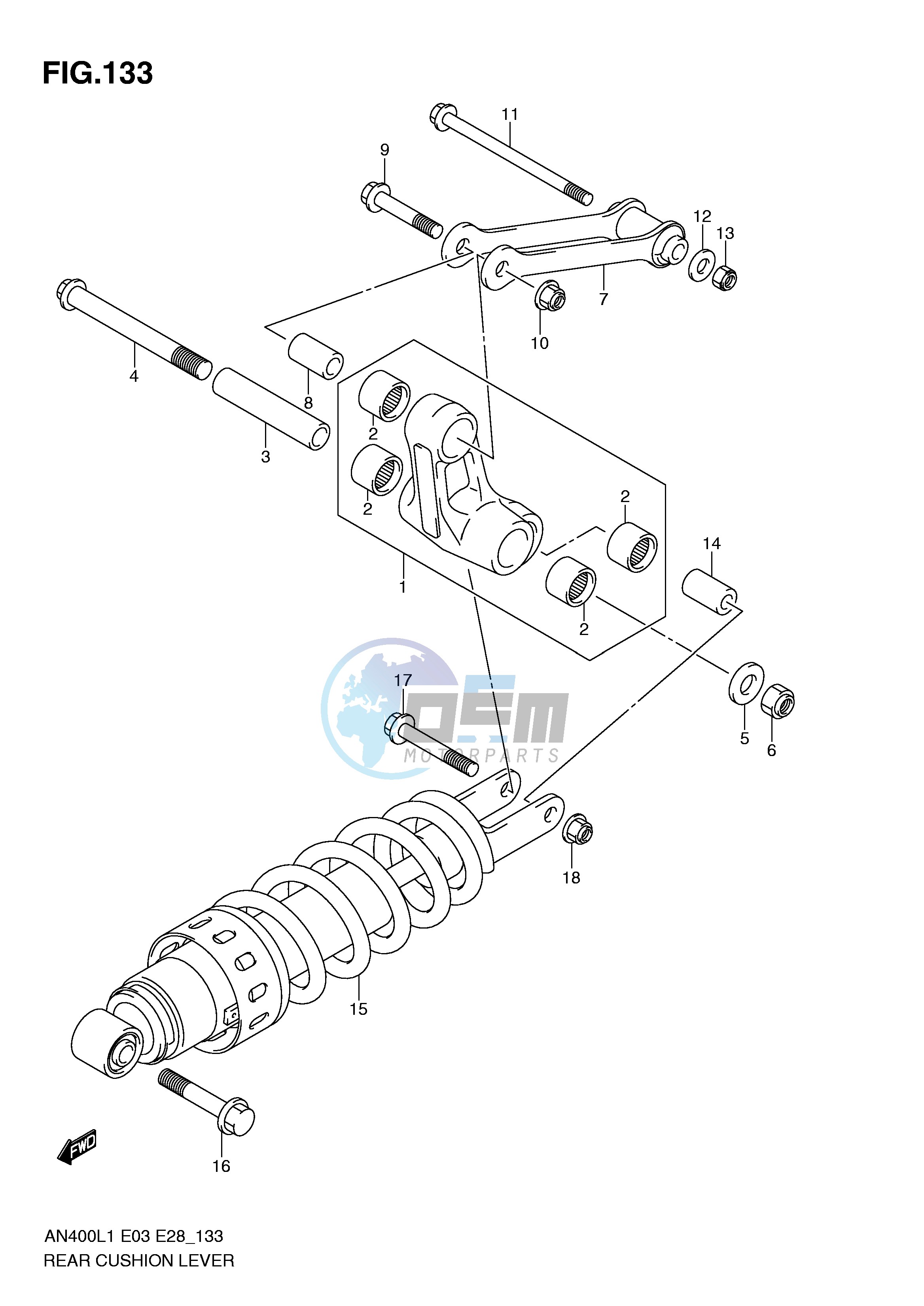 REAR CUSHION LEVER (AN400ZAL1 E28)