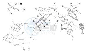 Scarabeo 50 2t (eng. Minarelli) drawing Rear body III - Mudguard