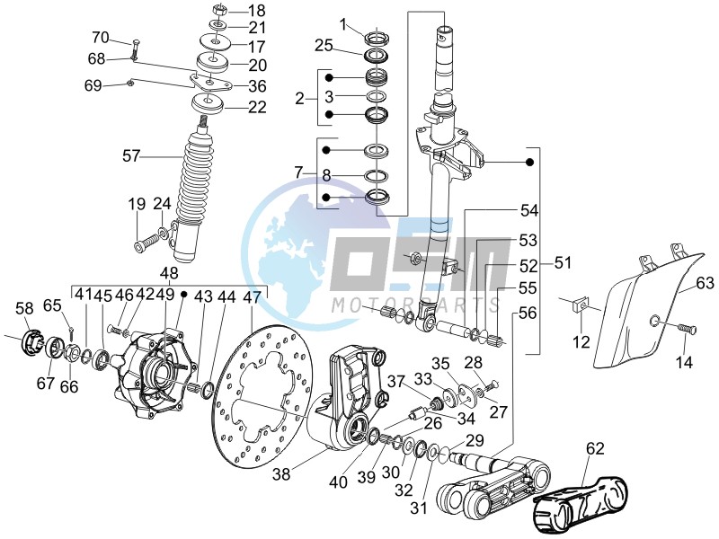 Fork - steering tube - Steering bearing unit