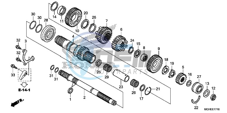 TRANSMISSION (VFR1200XD/XDA/XDL/XDS) (MAINSHAFT)