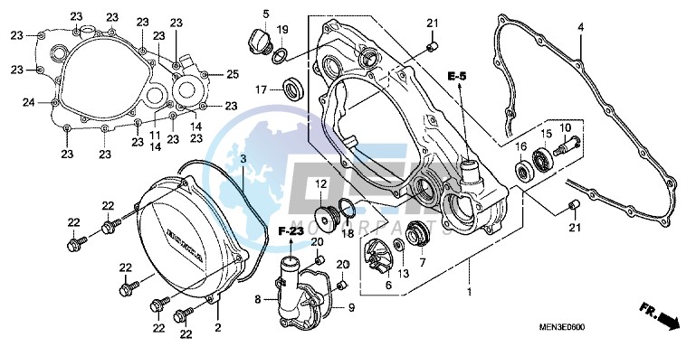 R. CRANKCASE COVER/WATERPUMP