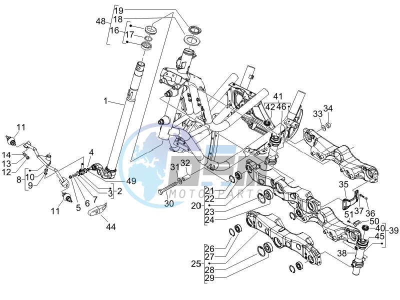 Fork steering tube - Steering bearing unit