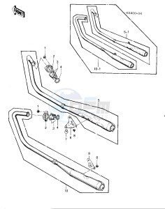 KZ 400 D (D3-D4) drawing MUFFLERS  -- 76 -77 KZ400 - D3_D4- -