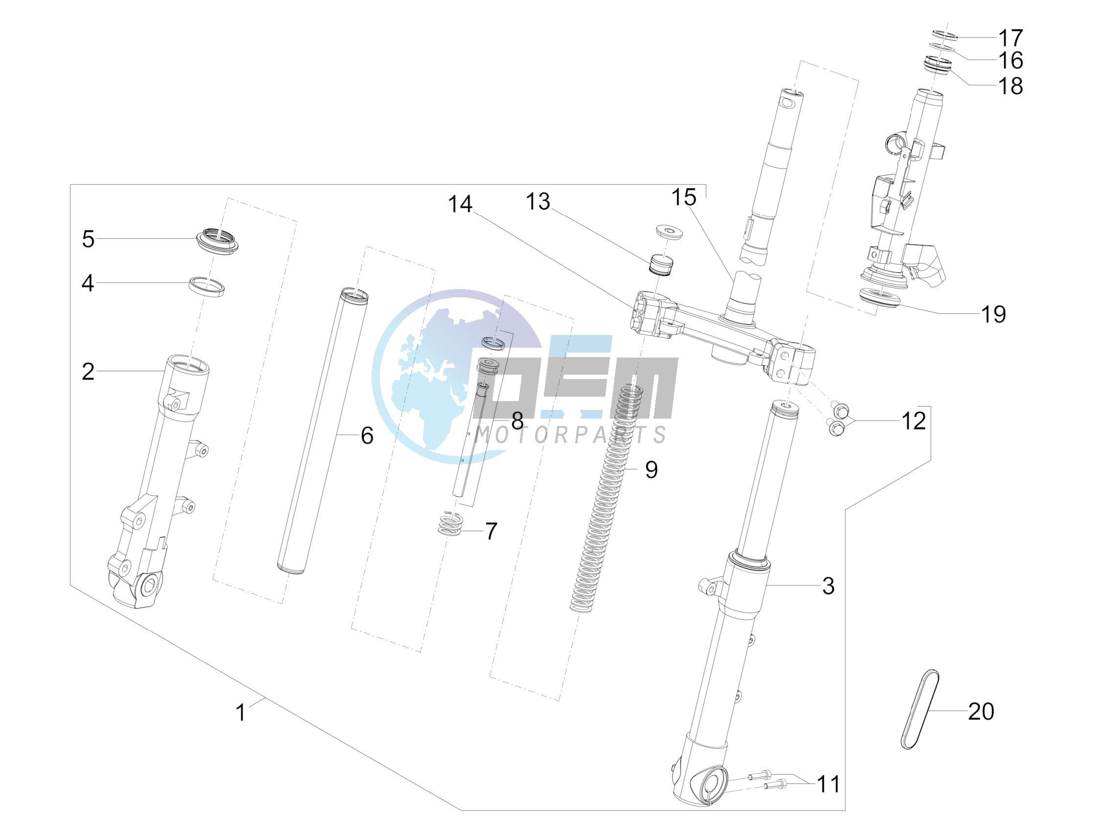 Fork/steering tube - Steering bearing unit