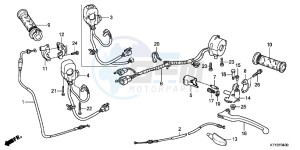 CBR125RTD CBR125RT UK - (E) drawing HANDLE LEVER/SWITCH/CABLE