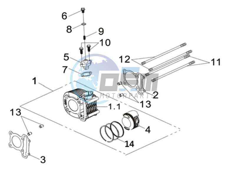 CYLINDER WHITEH PISTON /  CILINDER HEAD GASKET / CILINDER BOTTOM GASKET