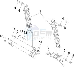 X7 125 ie Euro 3 drawing Rear suspension - Shock absorbers