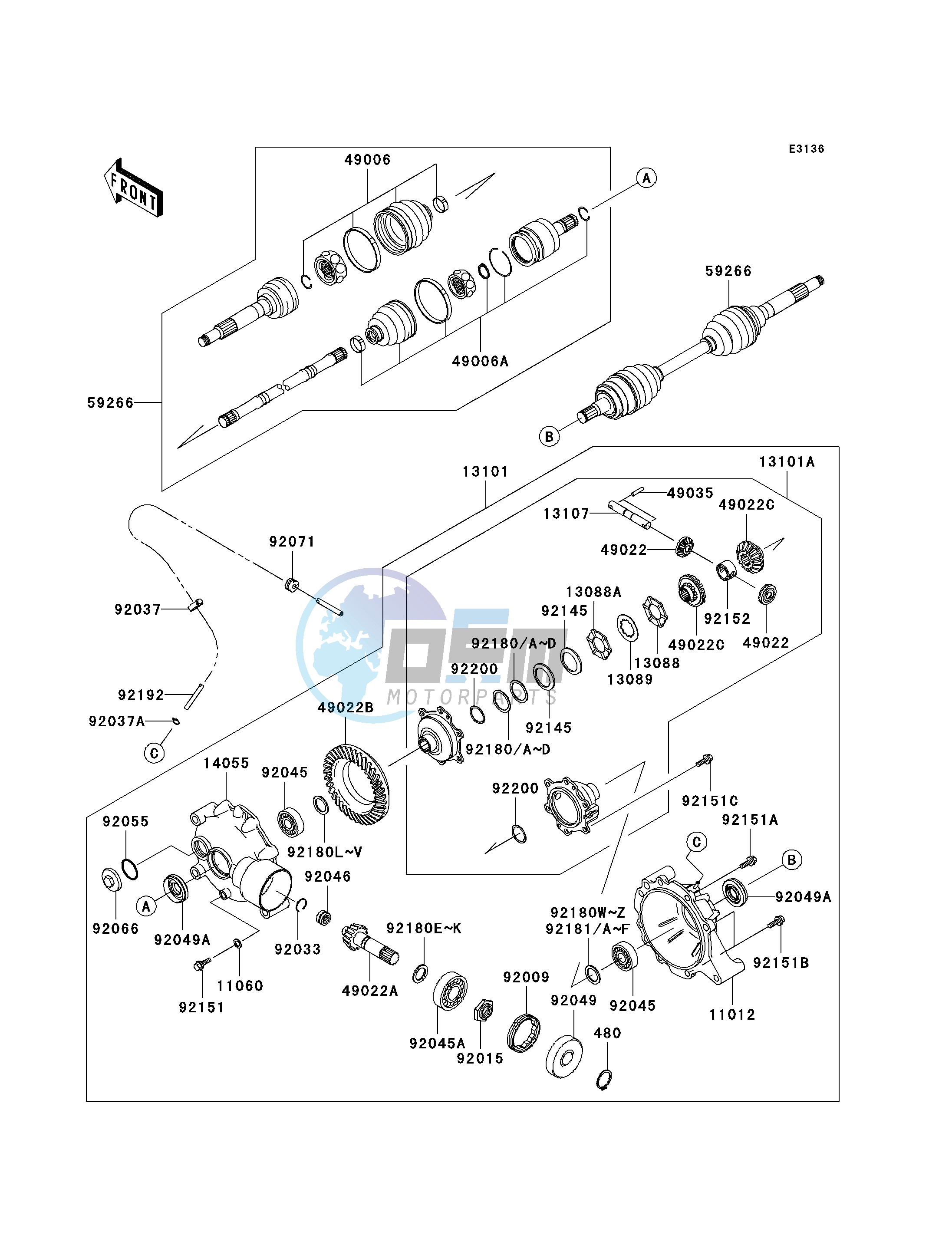 DRIVE SHAFT-FRONT-- -JK1AFEA1 9B547191- -