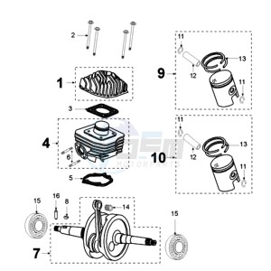 LUDIX 10 RORA SNAKE drawing CRANKSHAFT ALUMINIUM