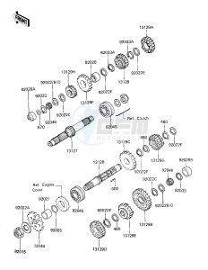 KZ 750 E (E2-E3) drawing TRANSMISSION -- 81 -82 KZ750-E2_E3- -