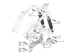 BEVERLY 350 ST 4T 4V IE ABS E4 (NAFTA) drawing Rear suspension - Shock absorber/s