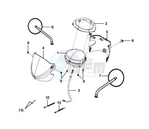 MIO 100 drawing HEAD LIGHT COVER / DASHBOARD / MIRRORS