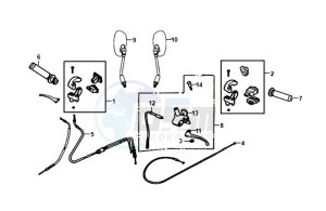 ALLO 50 25KMH (L8 L9) NL EURO4 drawing HANDLEBAR / BRAKE LEVERS /CABLES