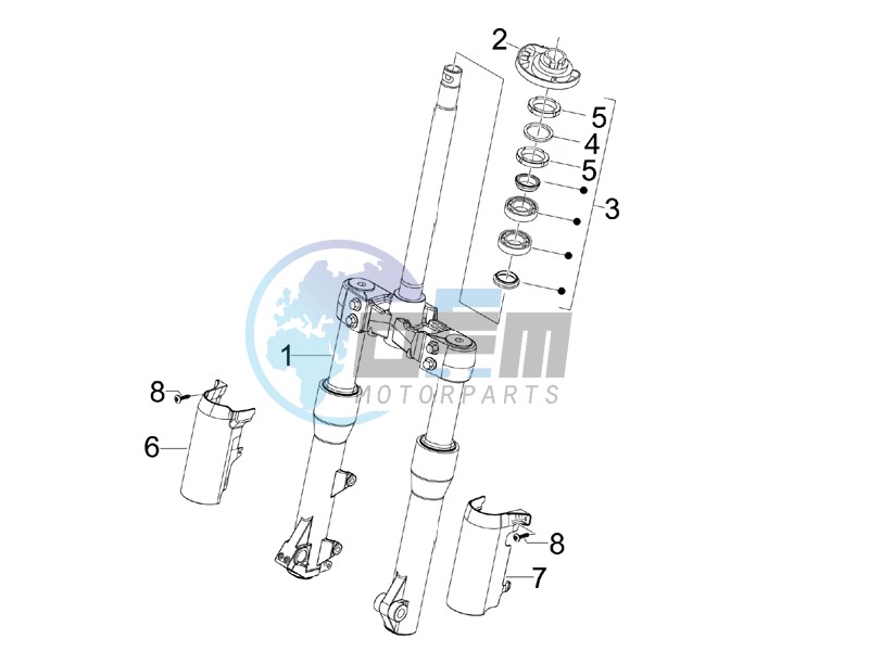 Fork steering tube - Steering bearing unit