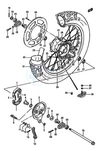 RM125 (G-H-J) drawing REAR WHEEL (MODEL H)