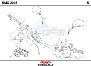 SMX-50-RED drawing HANDLEBAR - CONTROLS