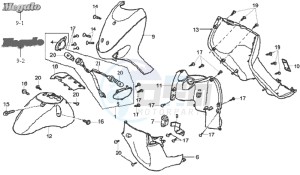 MEGALO 125 E2 drawing FRONT COWL / FRONT FENDER / REAR COWL