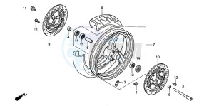 CB600F CB600S drawing FRONT WHEEL