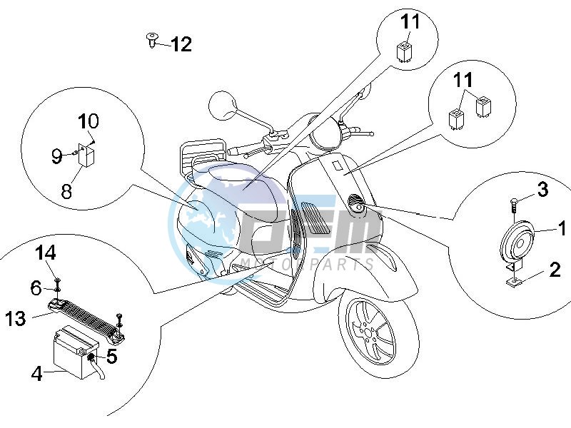 Control switches - Battery - Horn