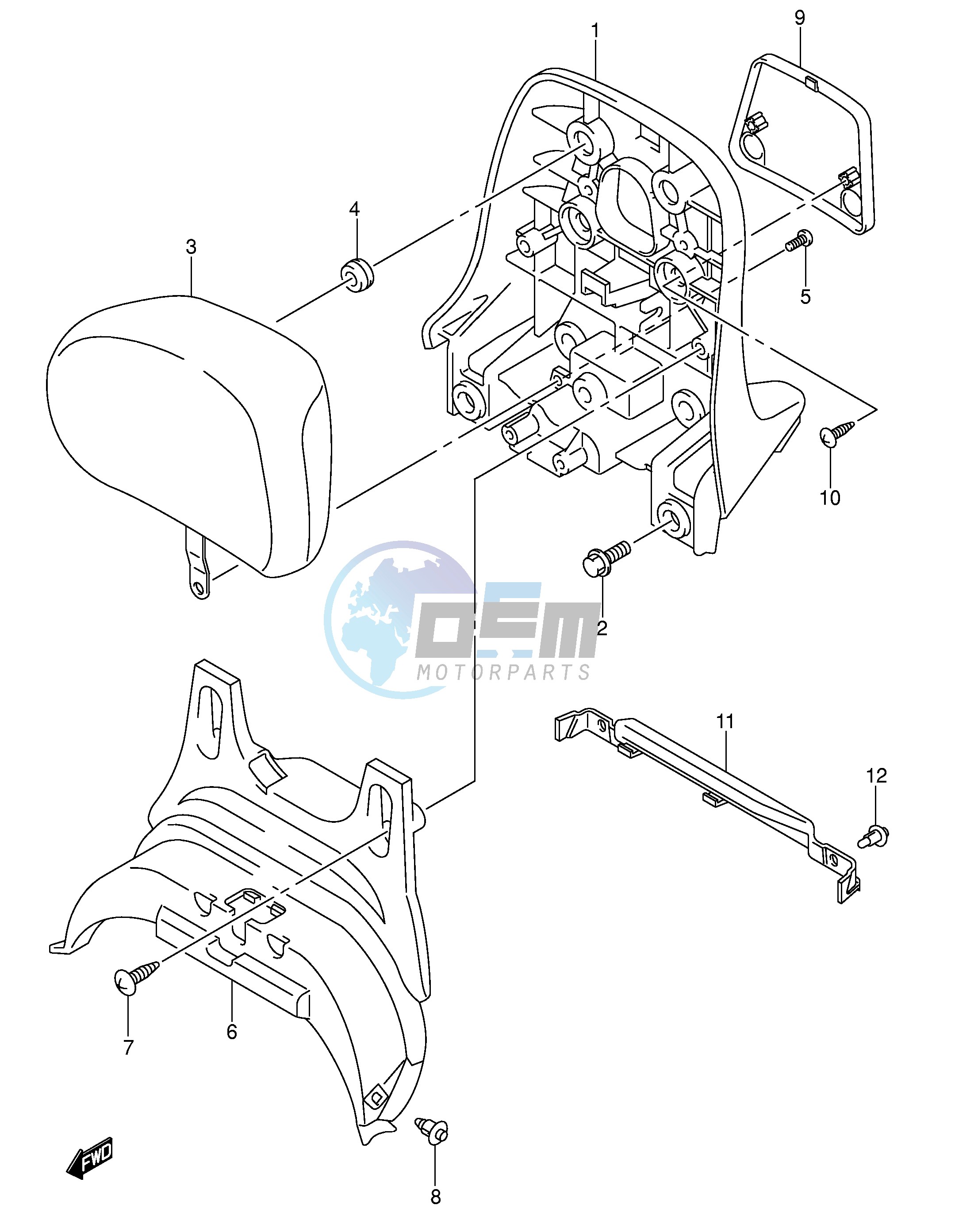 PILLION RIDER HANDLE (CENTER)(MODEL K3)