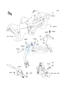 KAF 400 A [MULE 610 4X4] (A6F-AF) A6F drawing BRAKE PEDAL_THROTTLE LEVER