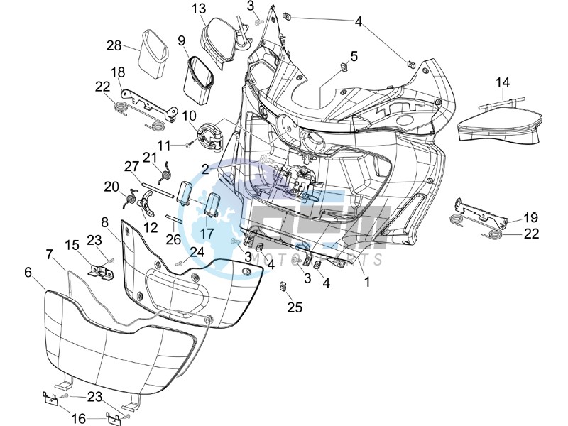 Front glove-box - Knee-guard panel