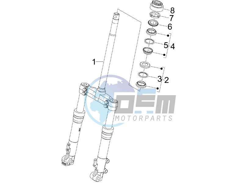 Fork steering tube - Steering bearing unit