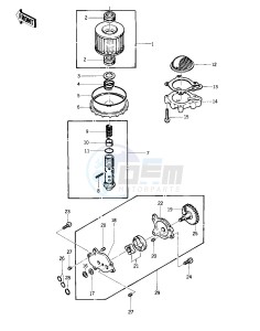 KZ 400 D (D3-D4) drawing OIL PUMP_OIL FILTER -- 76 -77 KZ400 - D3_D4- -