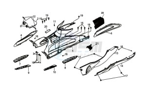 GTS 250 EURO 2 drawing FOOTREST / FRAME COWLING